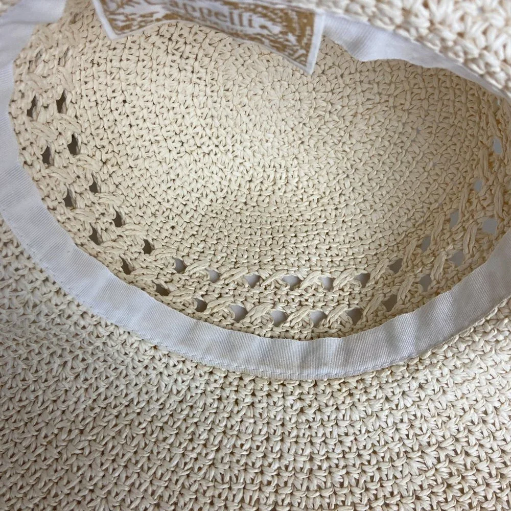 Cappelli Straworld Ivory Floppy Sun Hat  Folds up Travel Sz 22.5